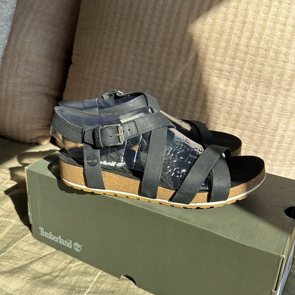 Timberland Malibu Waves Ankle Strap Sandal Black Nubuck size 10 - Picture 3 of 4